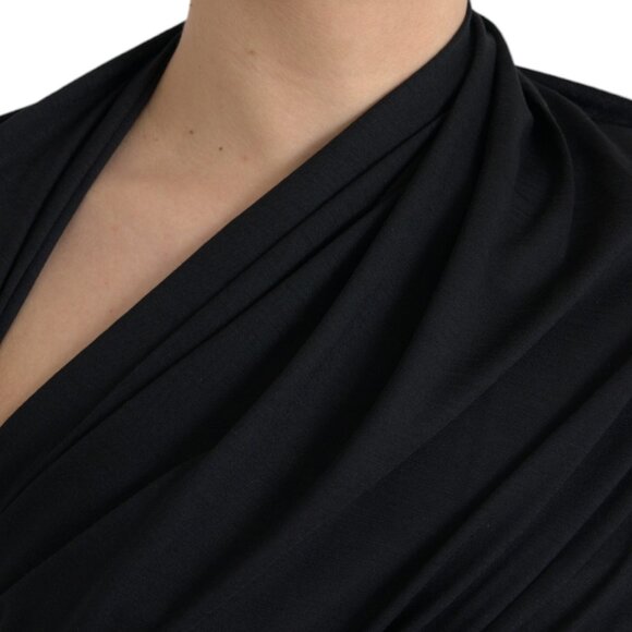 Dolce & Gabbana Black Wool Cutout Asymmetric Long Sleeve Top IT3 - Picture 3 of 6